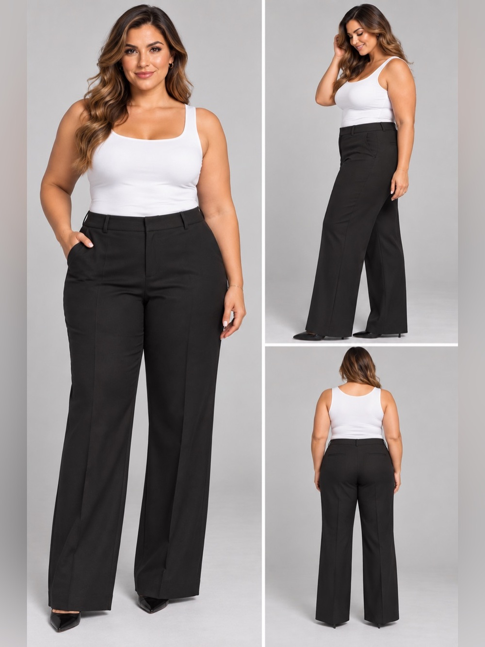 Worthington Curvy Fit 18T Black Trouser Leg Dress Pants NWT